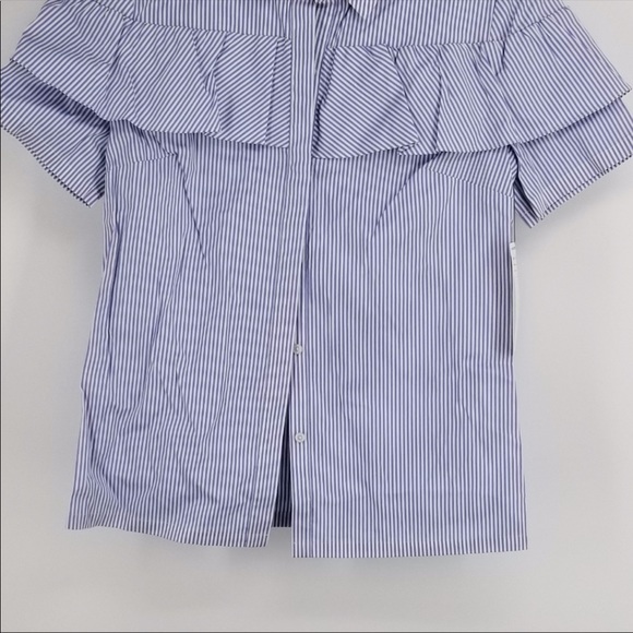 Halogen ruffle stripe poplin top - Picture 6 of 8